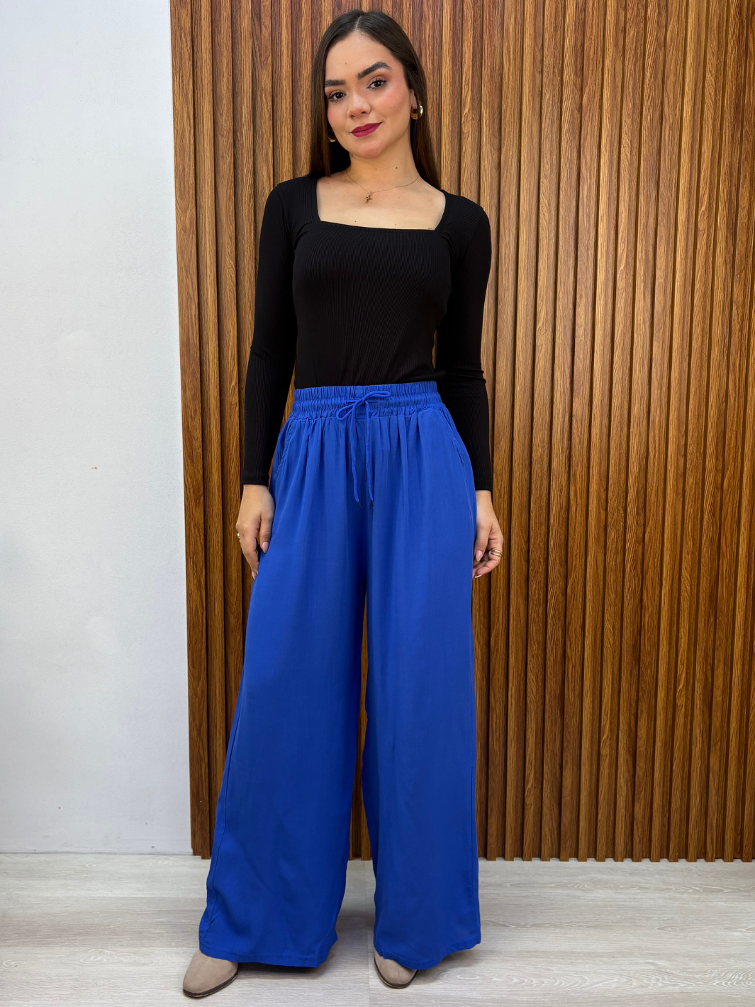 PANTALON PALAZZO ZENDAYA AZULINO