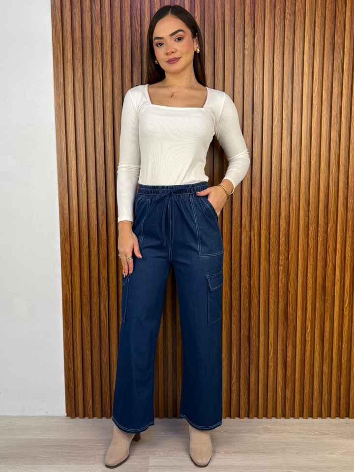PANTALON CARGO MAITE AZUL