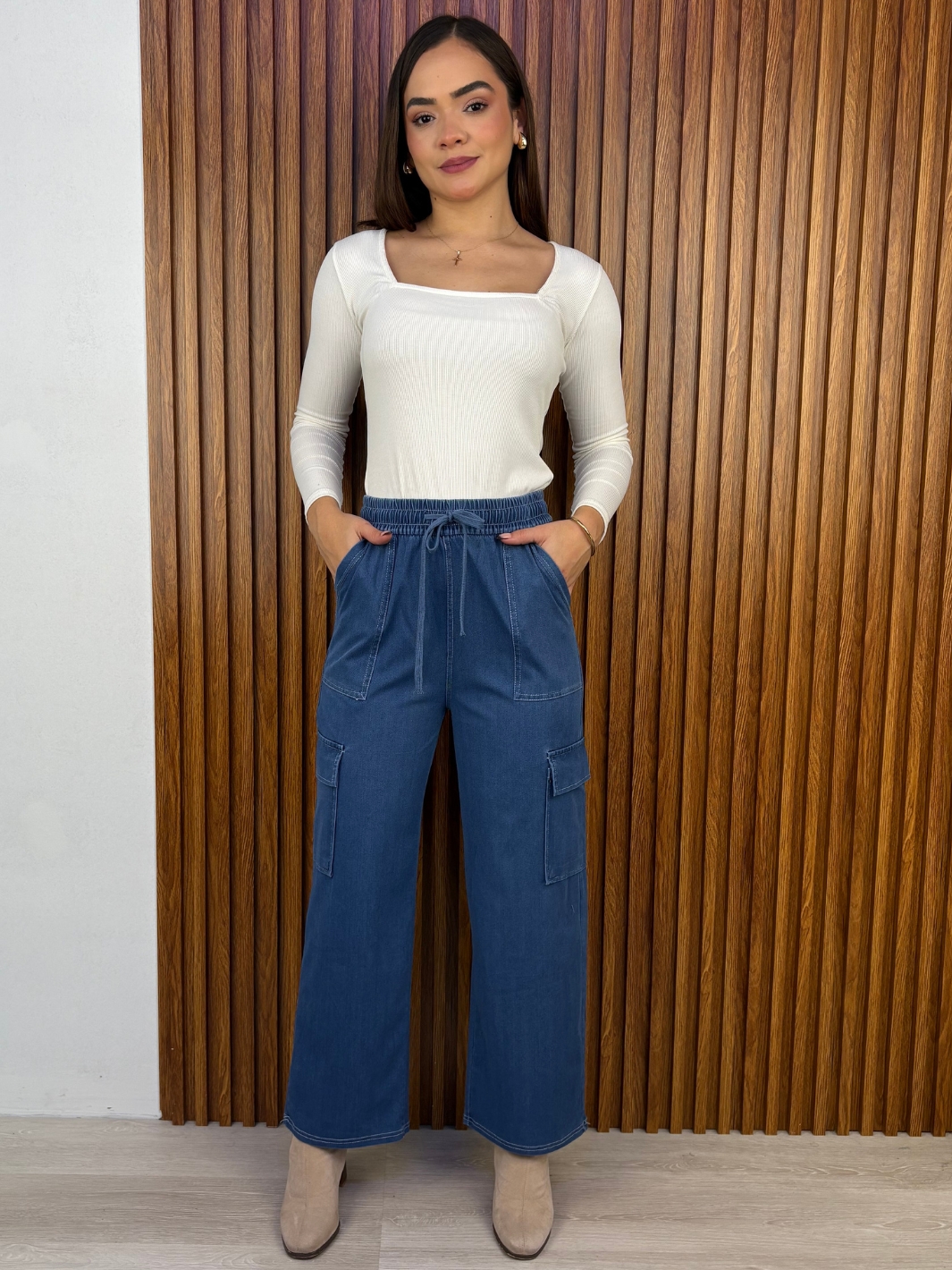 PANTALON CARGO MAITE ACERO