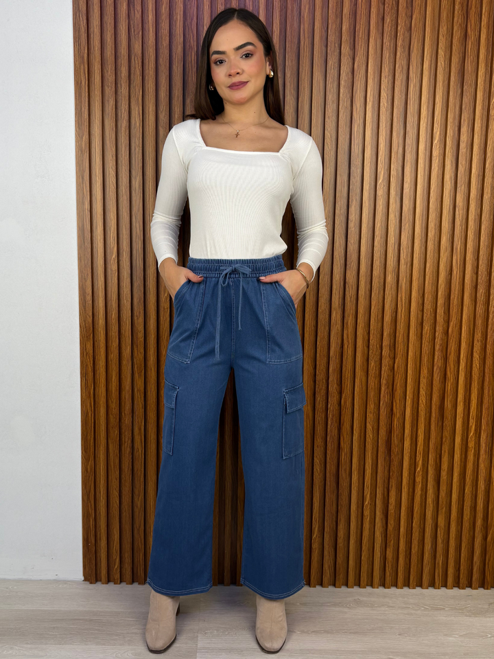 PANTALON CARGO MAITE ACERO