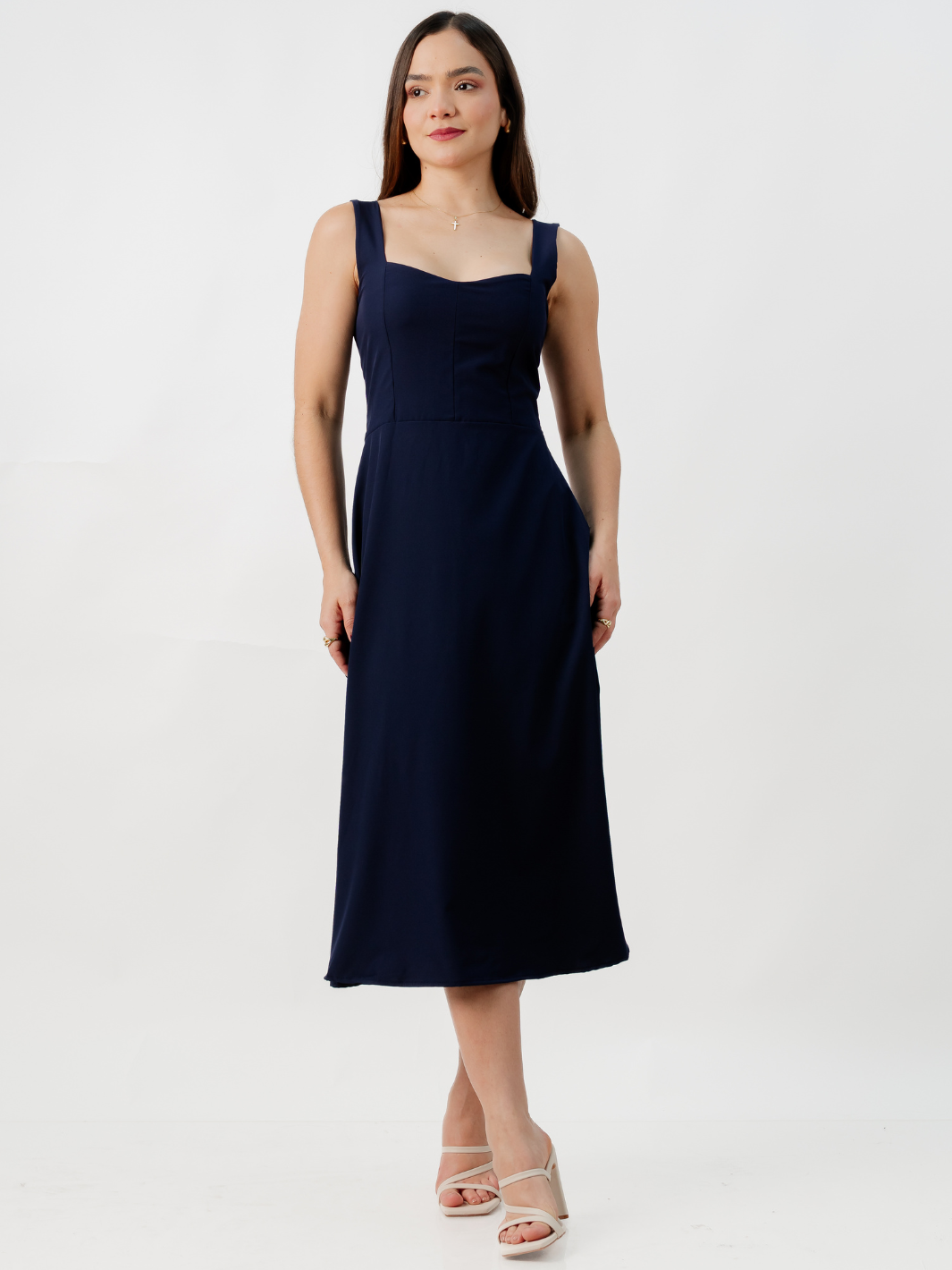 VESTIDO MIDI EN CORTE A SALLY AZUL