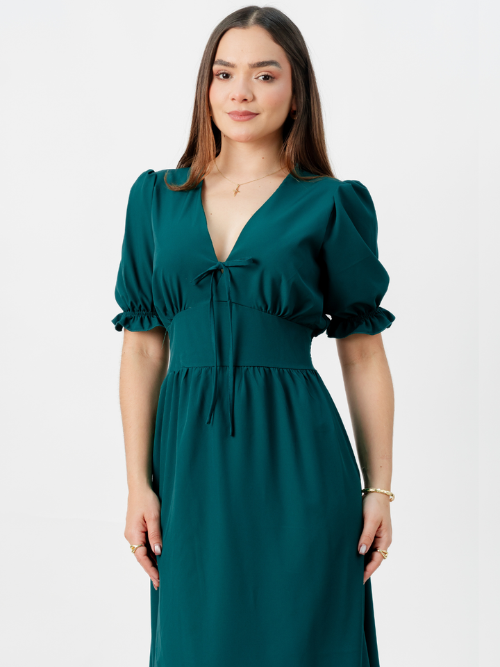 VESTIDO CASUAL LARGO THIANA VERDE