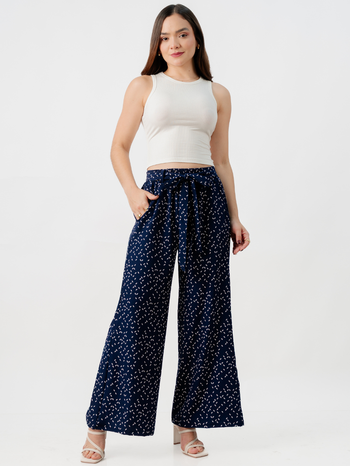 PANTALON CON CINTURON WENDY AZUL