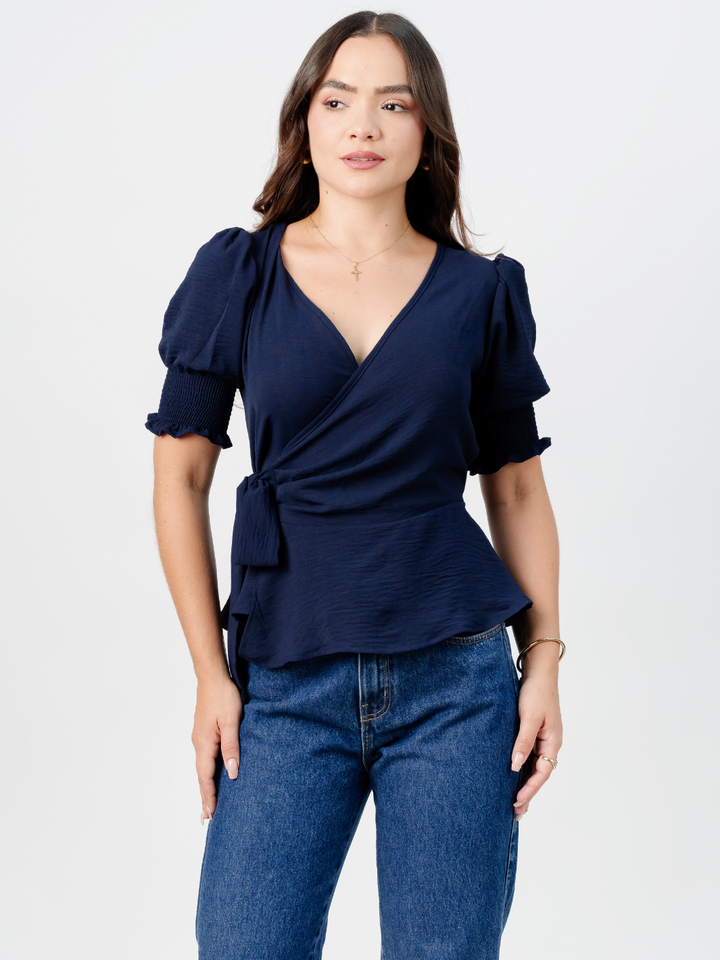 BLUSA PEPLUM ENVOLVENTE JACKIE AZUL