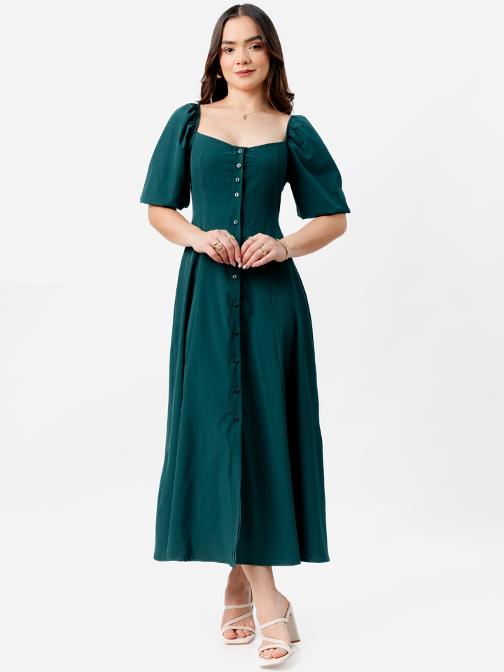 VESTIDO LARGO CON BOTONES MAGDALENA VERDE