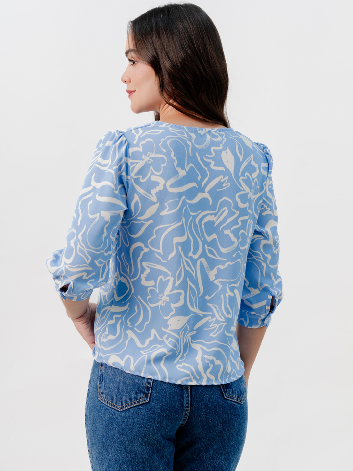 BLUSA MANGA 3/4 CALA ITALIANO FLOREADO