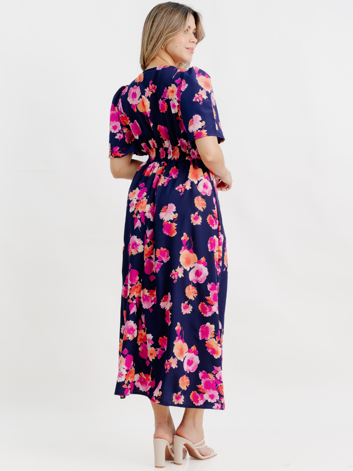 VESTIDO CASUAL LARGO LISA AZUL