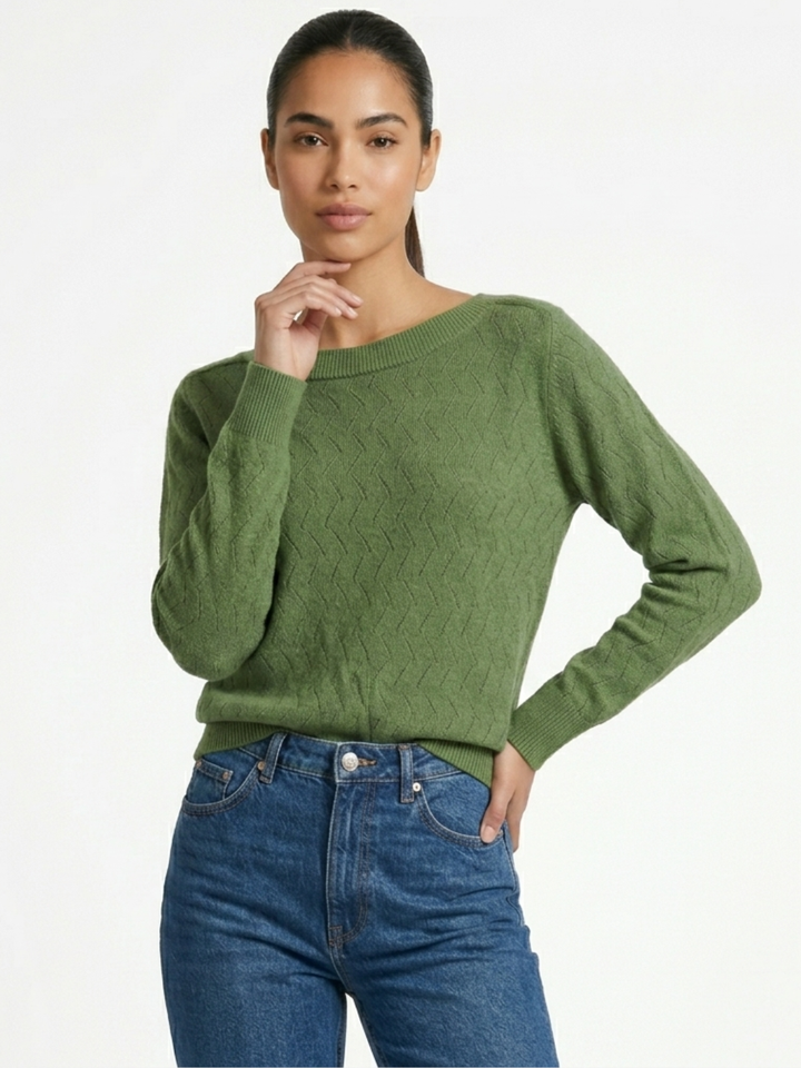 CHOMPA TEJIDA CON CUELLO OJAL CECILIA VERDE