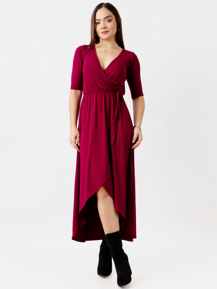 VESTIDO CON MANGA 3/4 GEMMA VINO