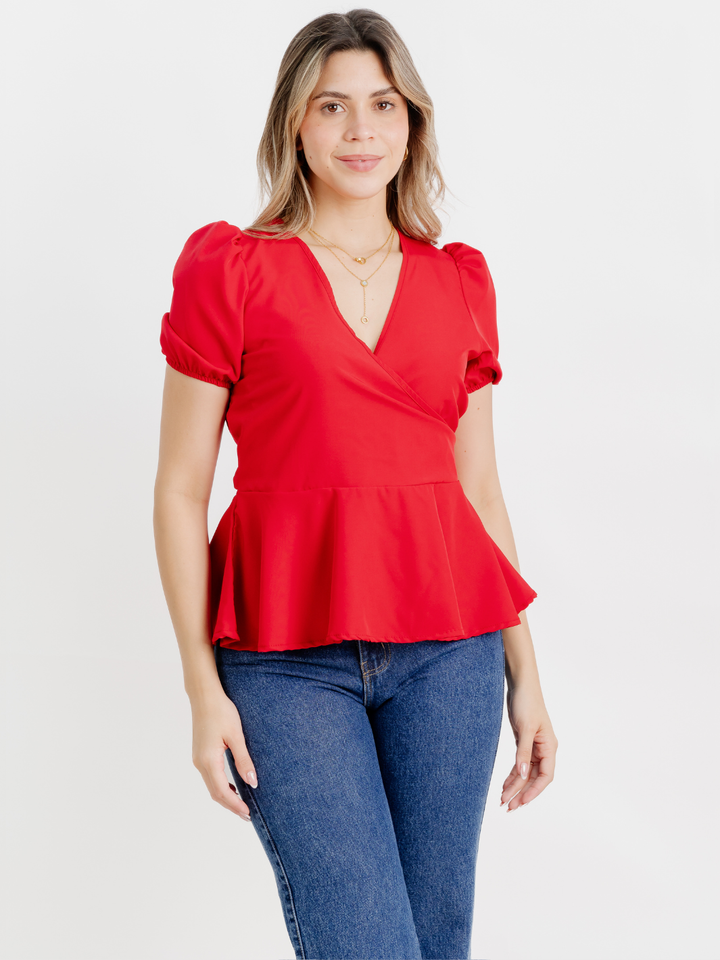 BLUSA MANGA CORTA BORA ROJO