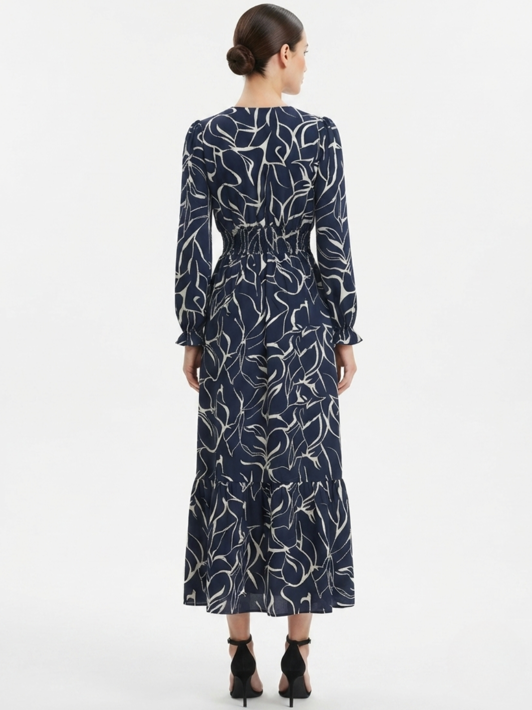 VESTIDO CASUAL MANGA LARGA SUMI AZUL/PERLA
