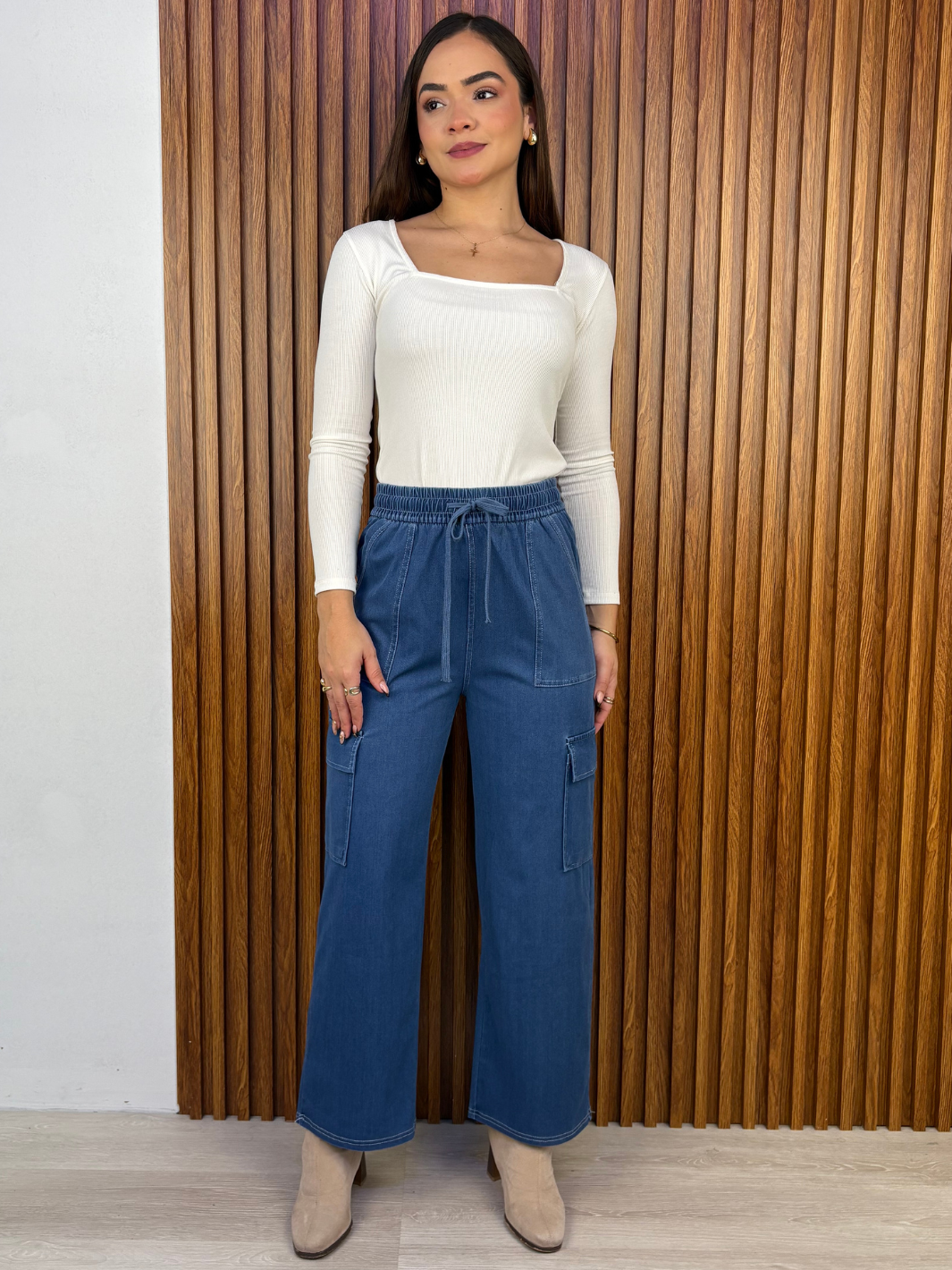 PANTALON CARGO MAITE ACERO