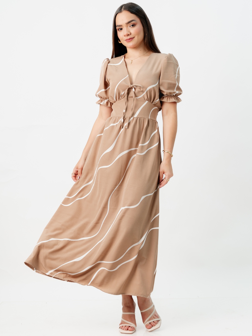 VESTIDO CASUAL LARGO THIANA CAMEL