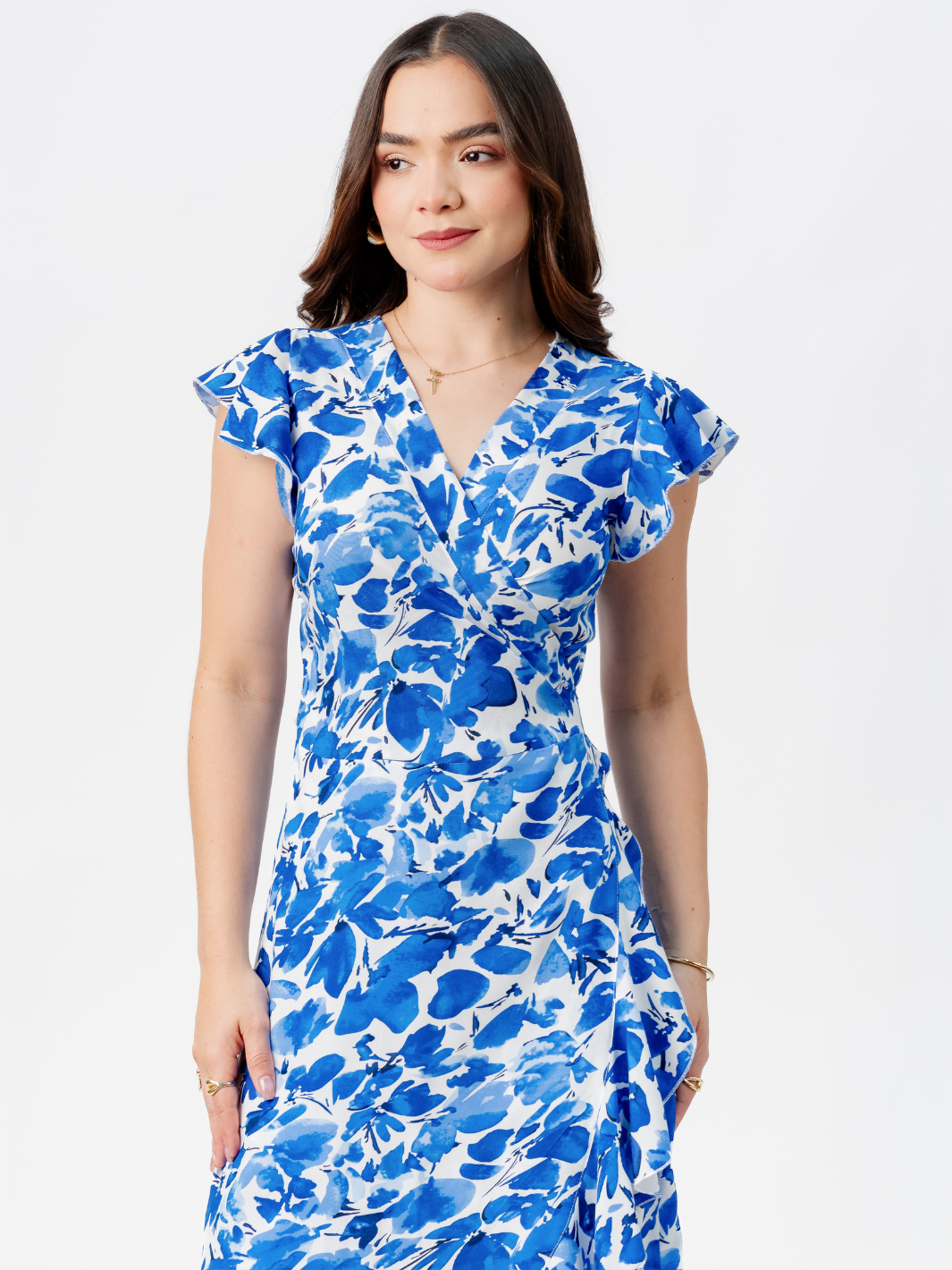 VESTIDO ENVOLVENTE MICAELA AZUL/PERLA