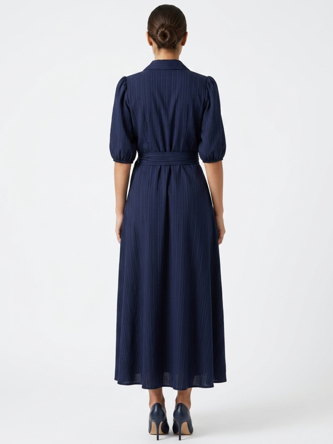 VESTIDO ENVOLVENTE CON CUELLO CAMISERO GRACE AZUL
