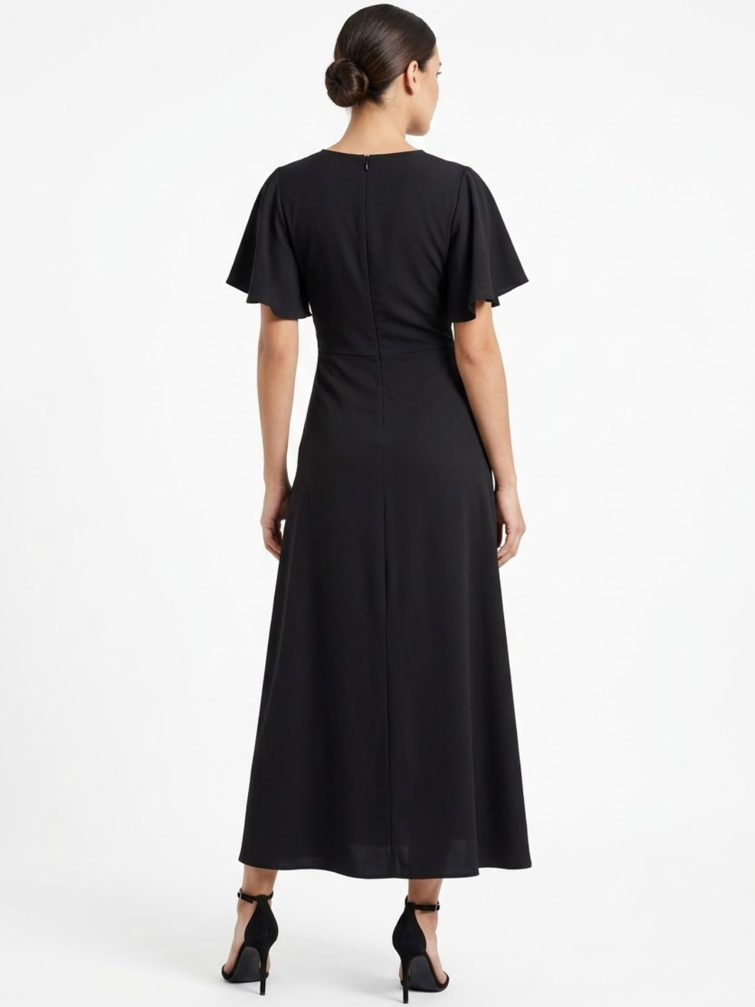 VESTIDO CASUAL CON FALDA EN CORTE A Y LAZO DAFNE NEGRO