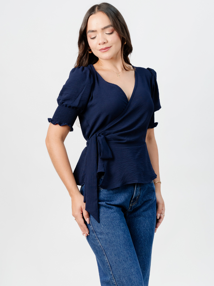 BLUSA PEPLUM ENVOLVENTE JACKIE AZUL
