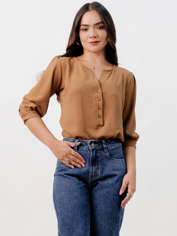 BLUSA MANGA 3/4 CALA CAMEL