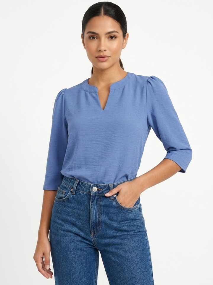 BLUSA CON MANGA 3/4 Y CUELLO REDONDO KIM ITALIANO