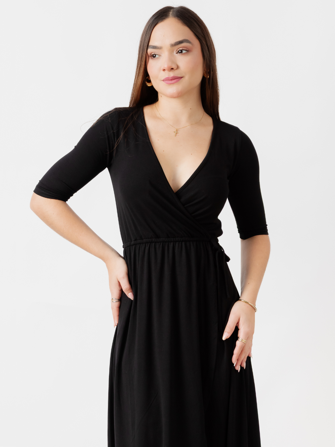 VESTIDO CON MANGA 3/4 GEMMA NEGRO
