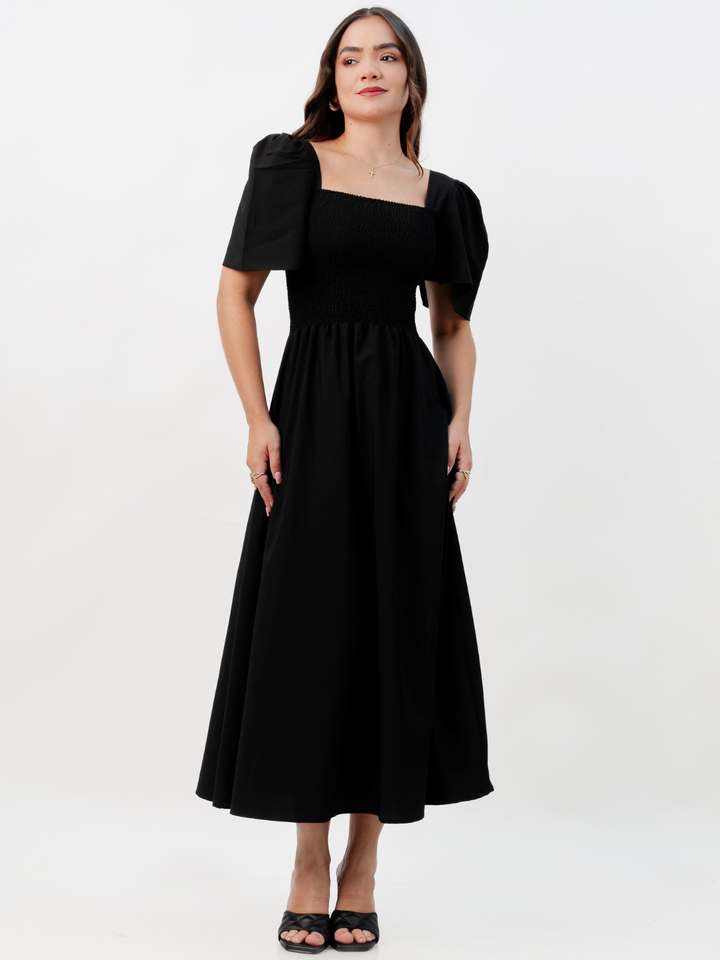 VESTIDO CASUAL LARGO LUCRECIA NEGRO