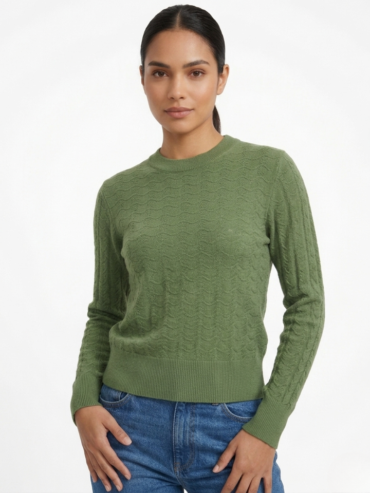 CHOMPA TEJIDA CON CUELLO REDONDO GLORIA VERDE