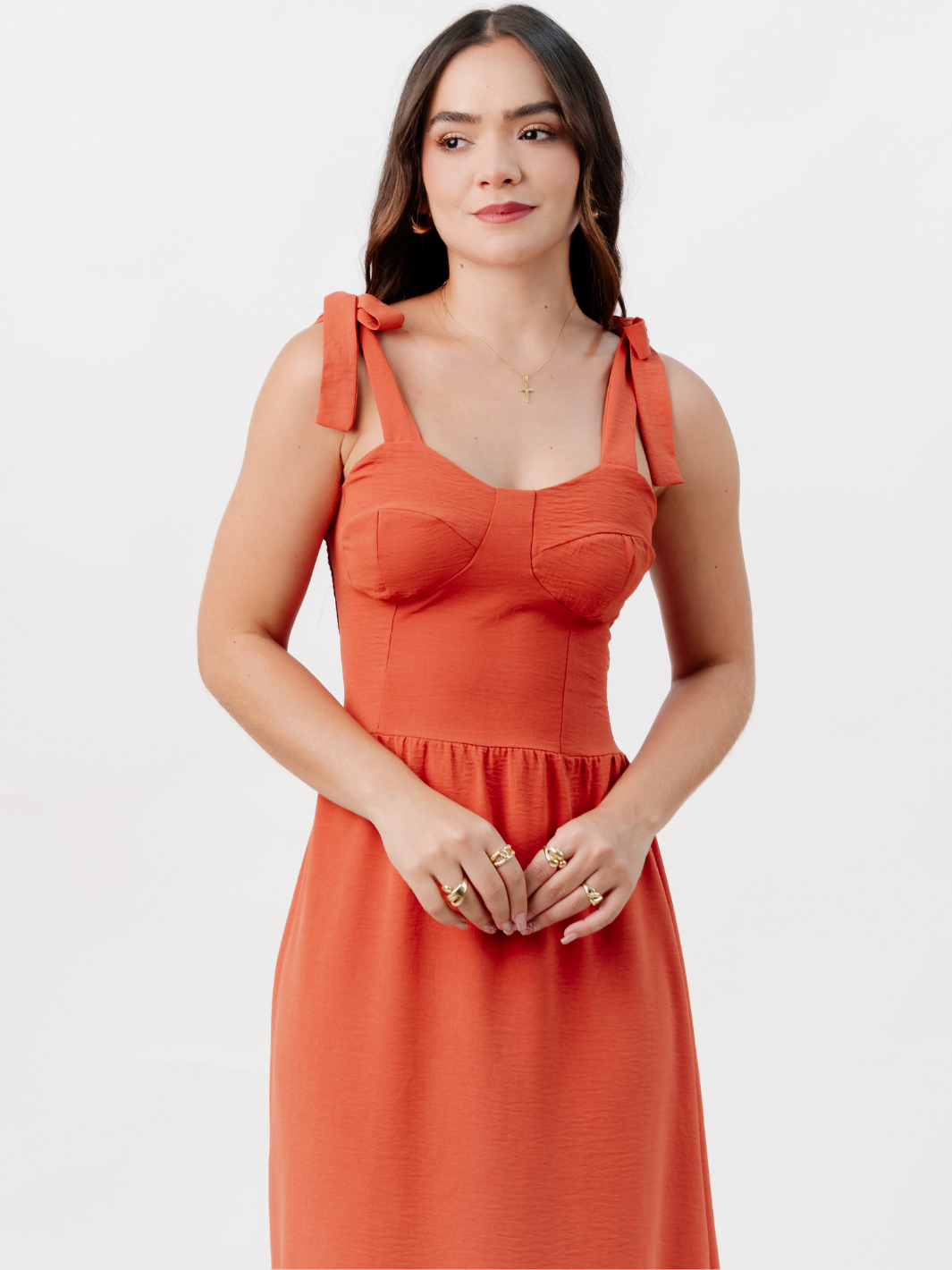 VESTIDO MIDI ESTILO CORSET LEYDI RUST