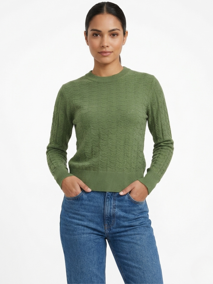 CHOMPA TEJIDA CON CUELLO REDONDO GLORIA VERDE