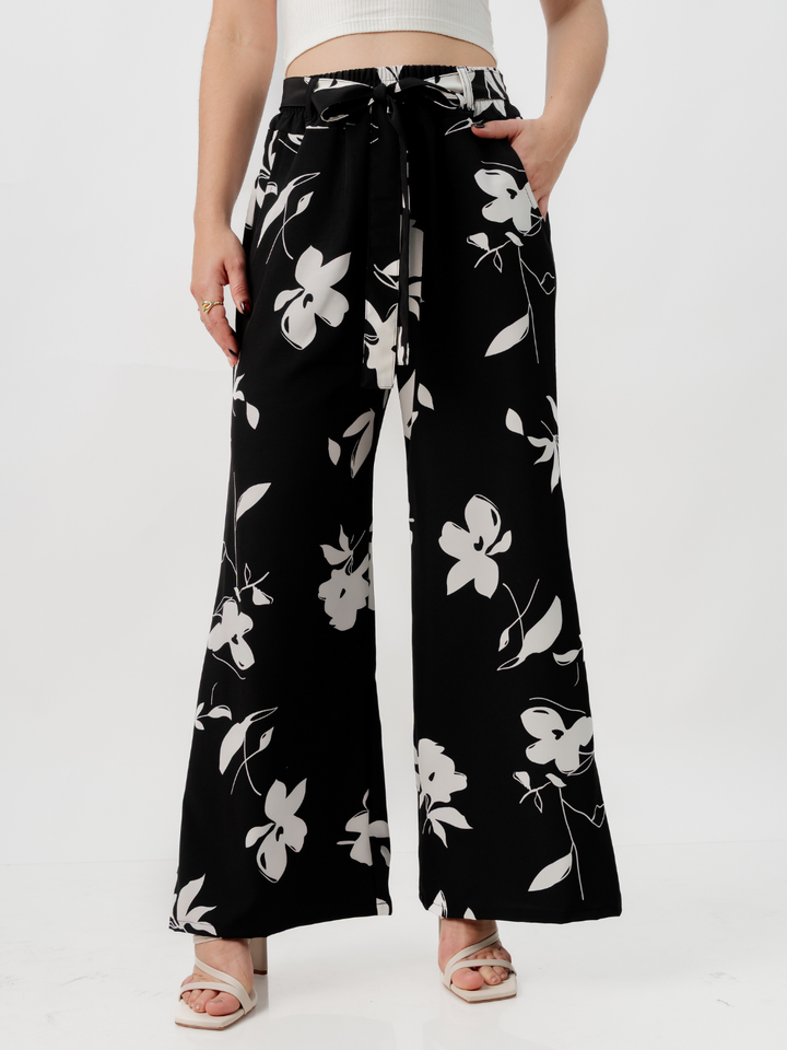 PANTALON CON CINTURON WENDY NEGRO/PERLA