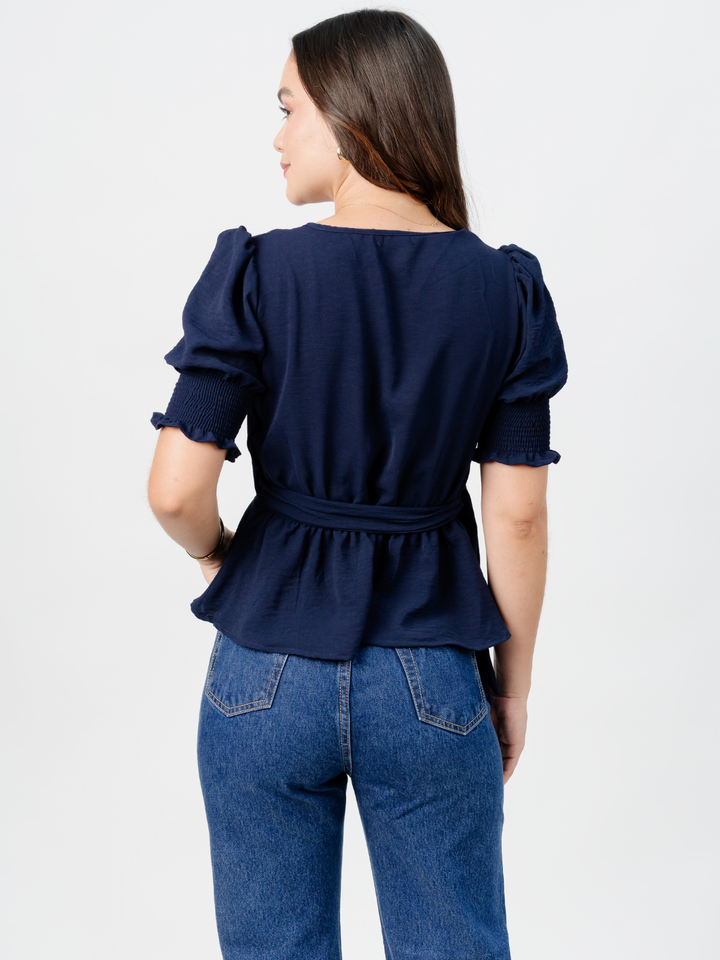 BLUSA PEPLUM ENVOLVENTE JACKIE AZUL