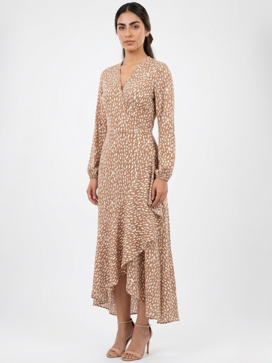 VESTIDO ENVOLVENTE ANNA BEIGE / PERLA