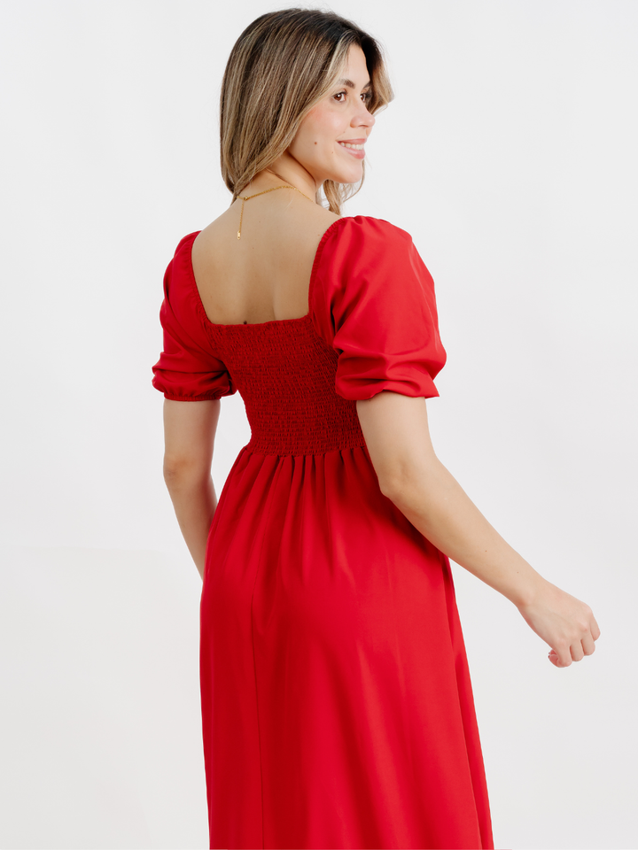 VESTIDO CASUAL LARGO FABIA ROJO