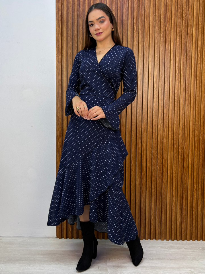 VESTIDO ENVOLVENTE MARIELLA AZUL