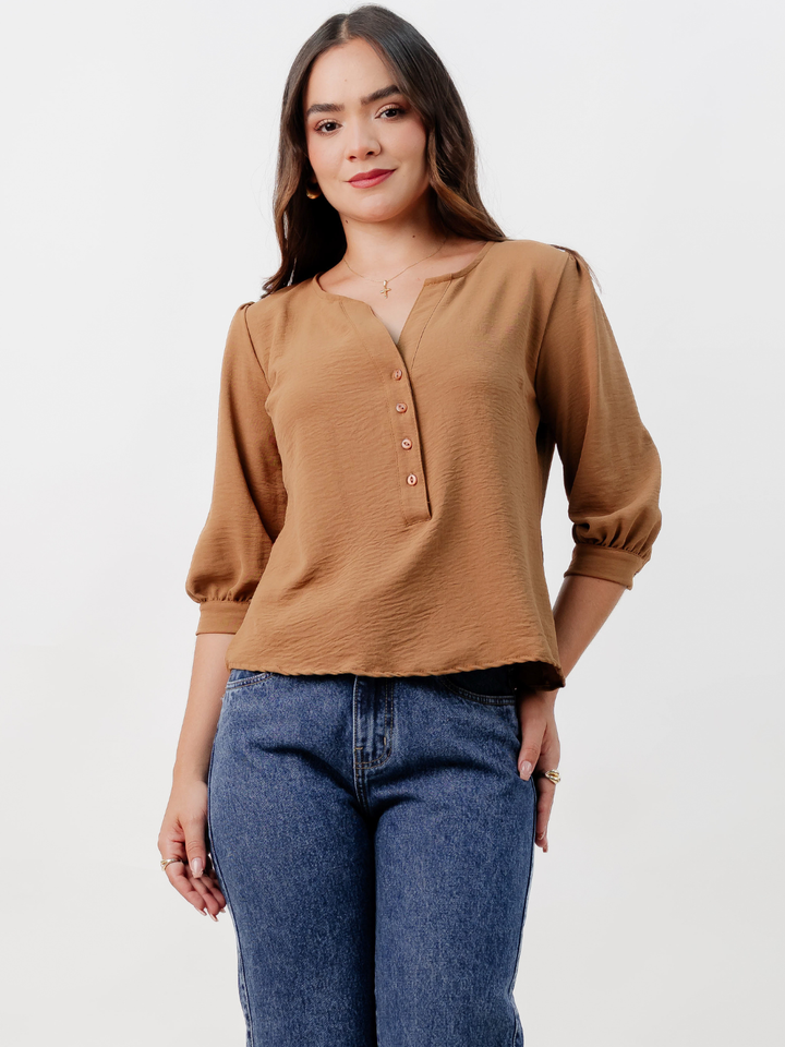 BLUSA MANGA 3/4 CALA CAMEL