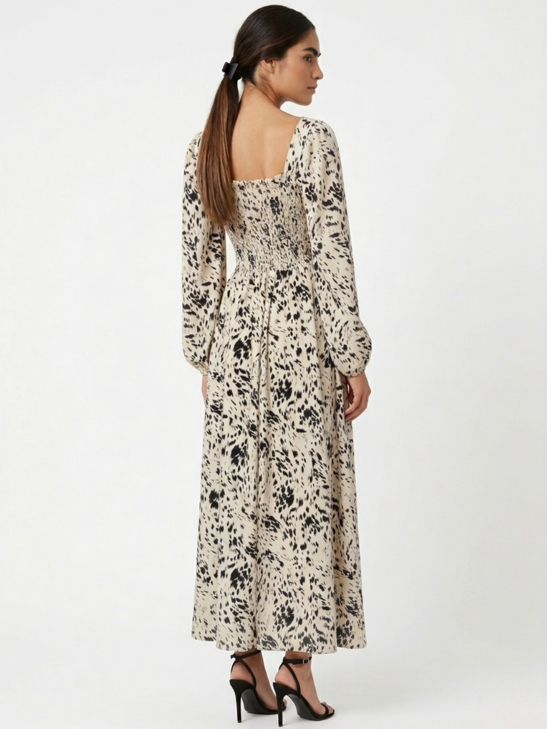 VESTIDO CASUAL LARGO LUNA NUDE / NEGRO