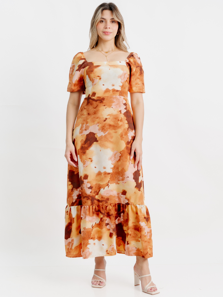 VESTIDO CASUAL LARGO FABIA CAMEL