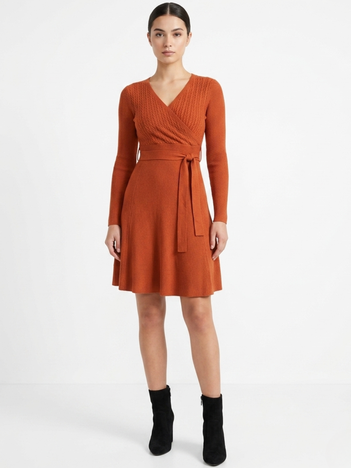 VESTIDO TEJIDO EN CORTE A PALOMA RUST