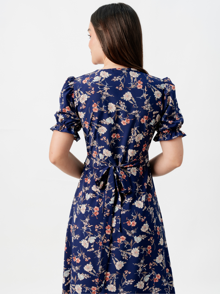 VESTIDO ENVOLVENTE ANI AZUL FLOREADO