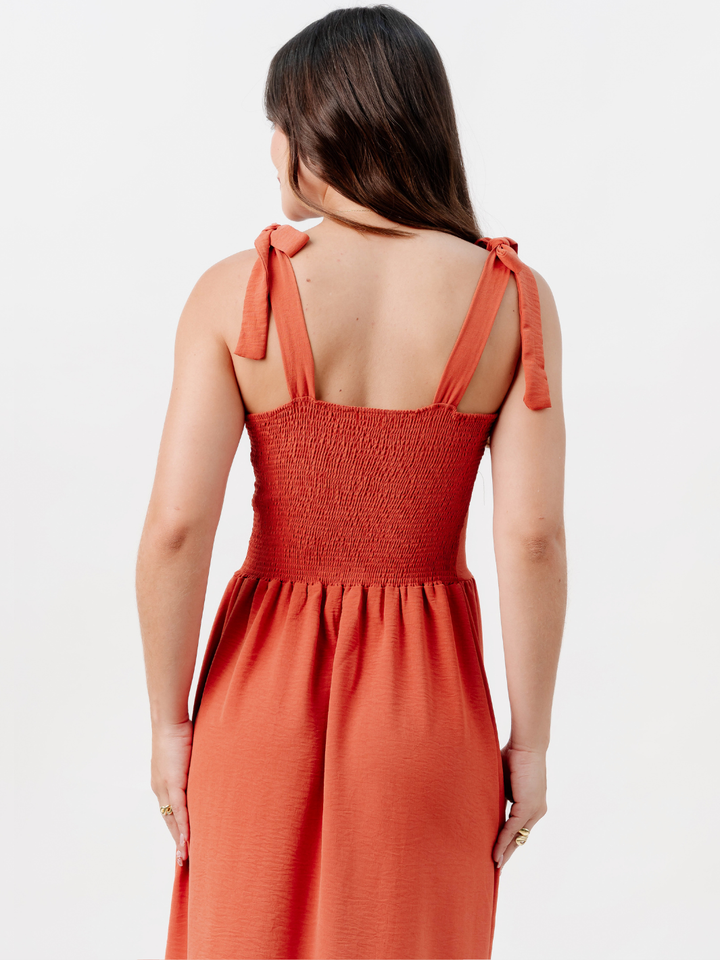 VESTIDO MIDI ESTILO CORSET LEYDI RUST