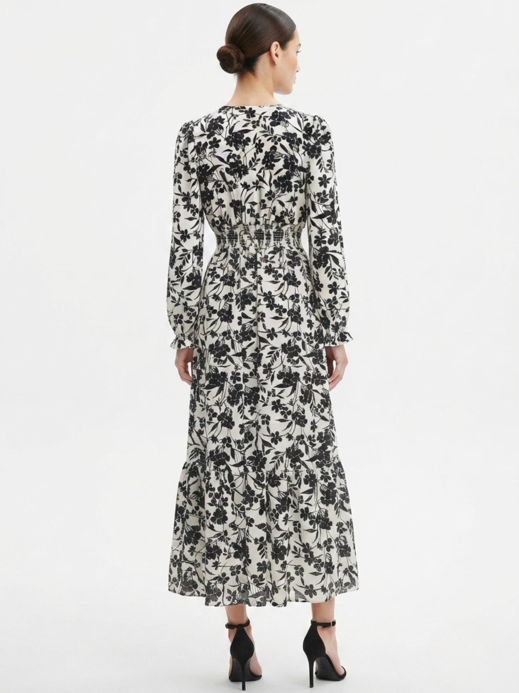 VESTIDO CASUAL MANGA LARGA SUMI PERLA/NEGRO