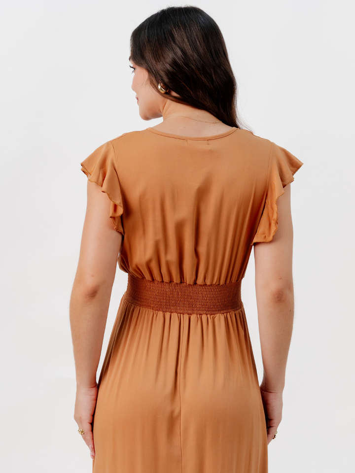 VESTIDO CASUAL LARGO SAYURI CAMEL