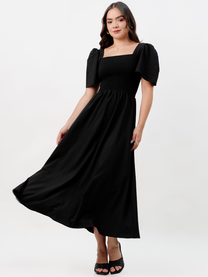 VESTIDO CASUAL LARGO LUCRECIA NEGRO