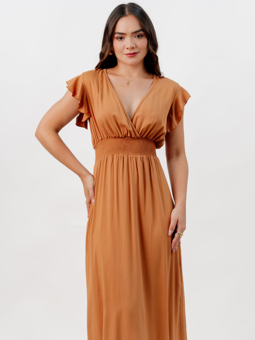 VESTIDO CASUAL LARGO SAYURI CAMEL