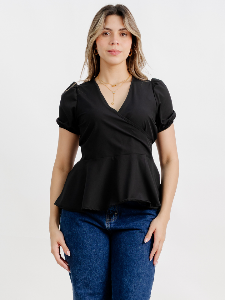 BLUSA MANGA CORTA BORA NEGRO