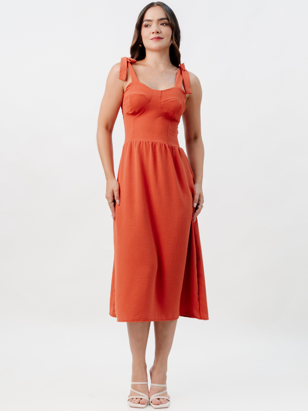 VESTIDO MIDI ESTILO CORSET LEYDI RUST