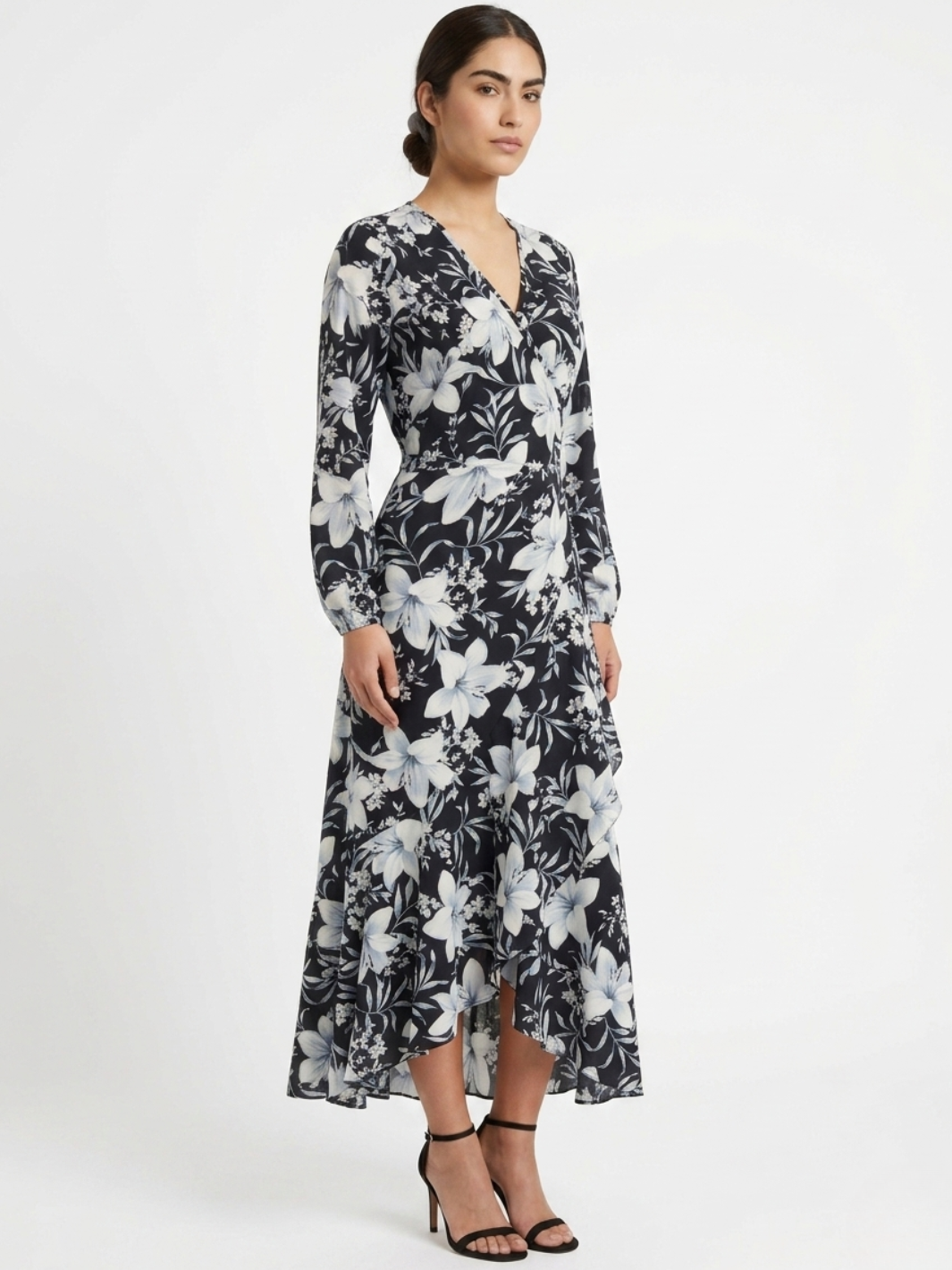 VESTIDO ENVOLVENTE ANNA NEGRO FLOREADO