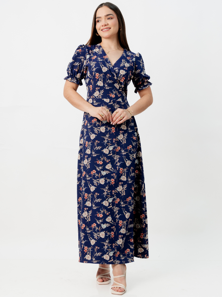 VESTIDO ENVOLVENTE ANI AZUL FLOREADO