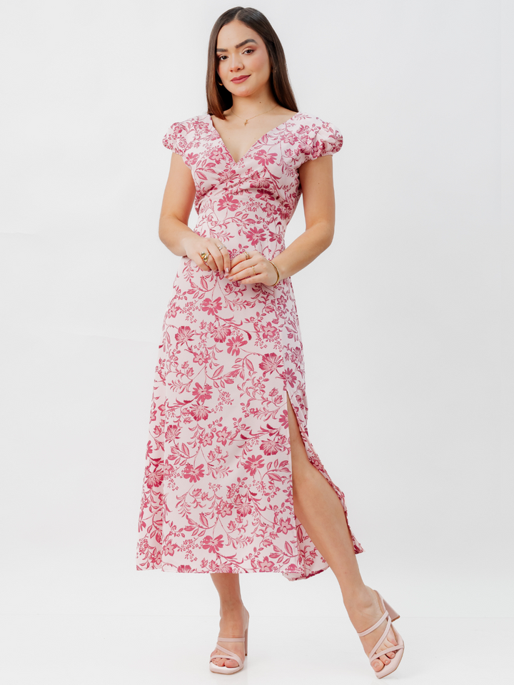 VESTIDO CASUAL LARGO CRISS VINO