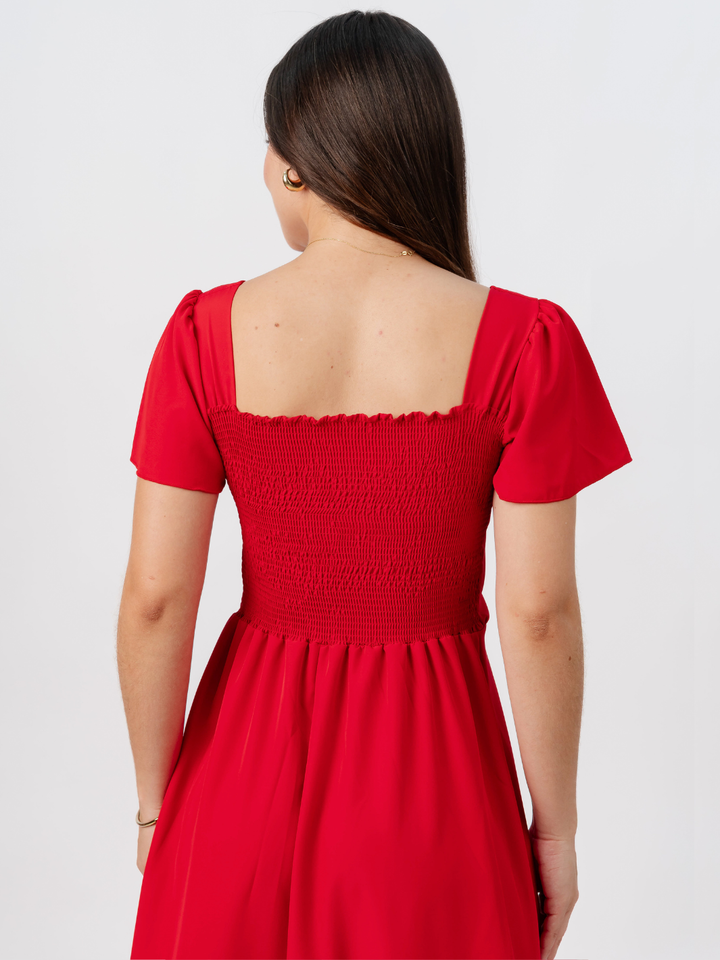 VESTIDO CASUAL LARGO AMELIA ROJO