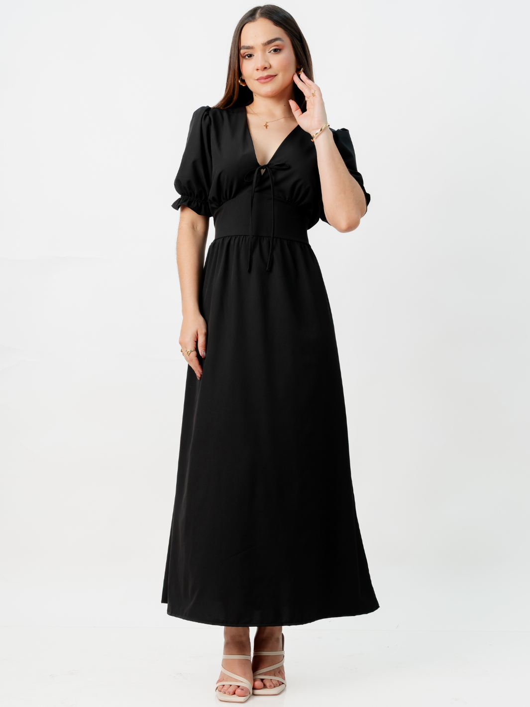 VESTIDO CASUAL LARGO THIANA NEGRO